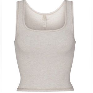 SKIMS COTTON RIB TANK | HEATHER OATMEAL MULTI